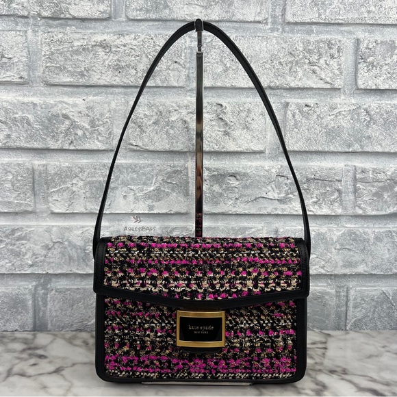 Kate Spade Katy Tweed Medium Shoulder Bag In Pink Multi - Picture 1 of 15